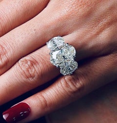 GIA Certified 8.00 Carat Oval Shape Diamonds 18K Gold Trilogy Ring