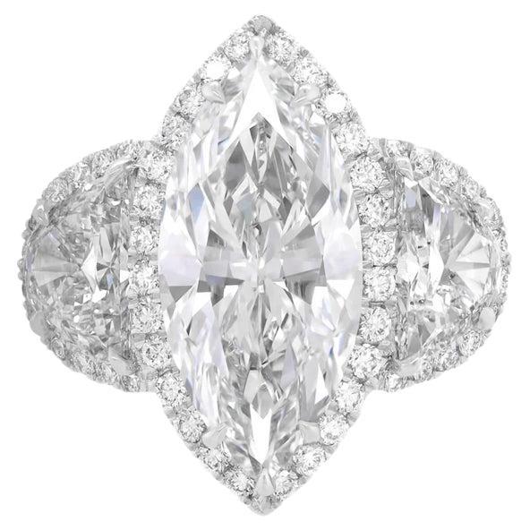GIA Certified 8.00 Carat Special Shape Diamonds 18K Gold Ring