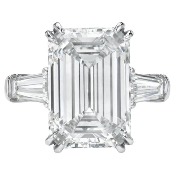 GIA zertifiziert 8,00 Karat F/VS1 Smaragd Form Diamant 18K Gold Ring