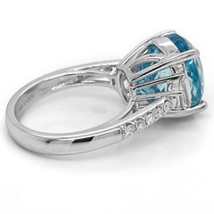 GIA-zertifizierter 8.01 Karat Aquamarin und weißer Diamant Weißgoldring