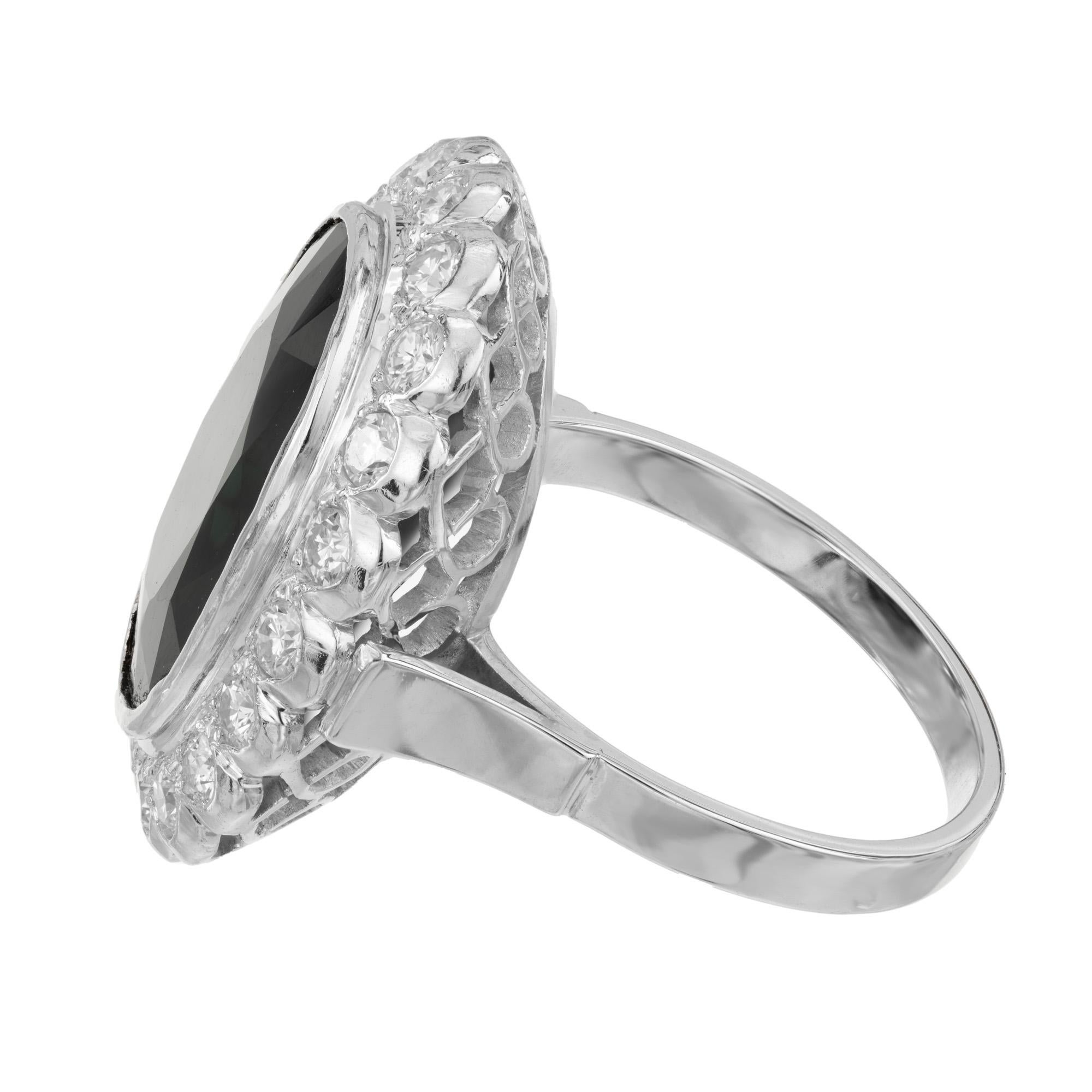 Oval Cut GIA Certified 8.01 Carat Blue Sapphire Diamond Halo Platinum Engagement Ring For Sale