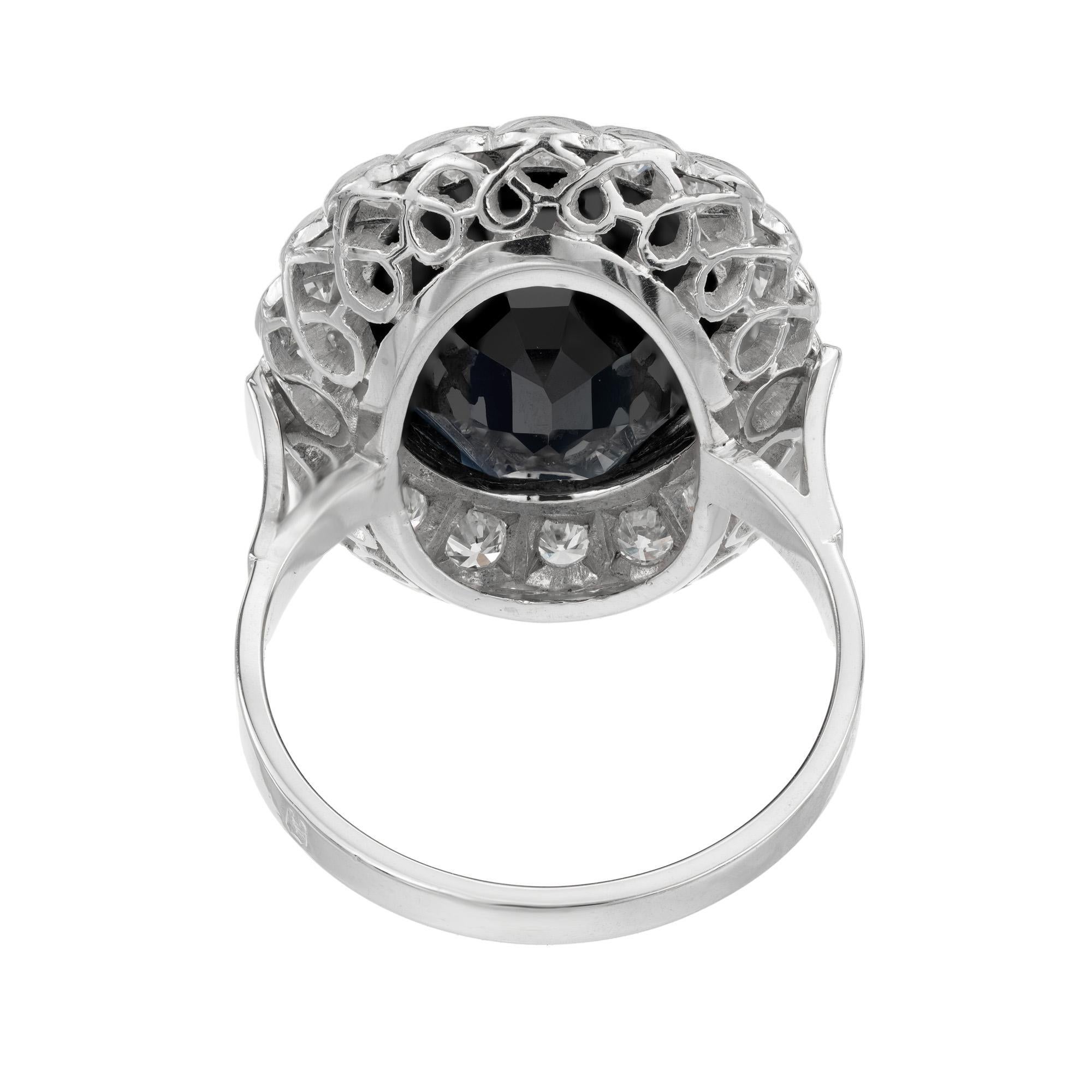 GIA Certified 8.01 Carat Blue Sapphire Diamond Halo Platinum Engagement Ring For Sale 1
