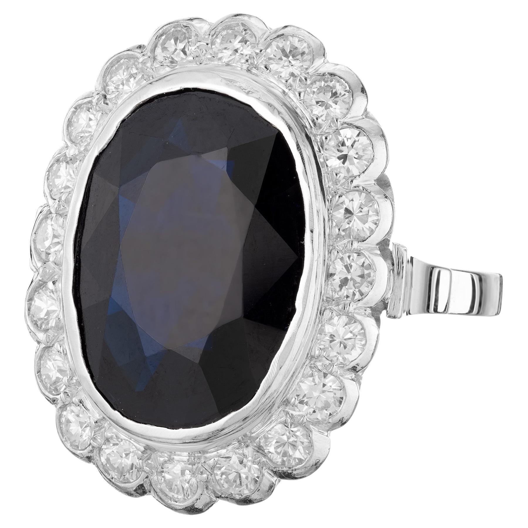GIA Certified 8.01 Carat Blue Sapphire Diamond Halo Platinum Engagement Ring