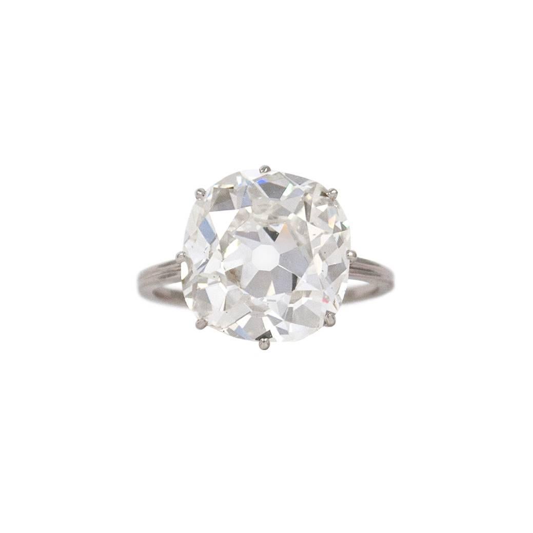 This J. Birnbach antique platinum ring is mounted with an 8.01 carat Old Miner diamond set low for a modern feel. It is light, comfortable and appears very bright and clean.

Purchase includes GIA report #1172702307 which states the stone is an Old