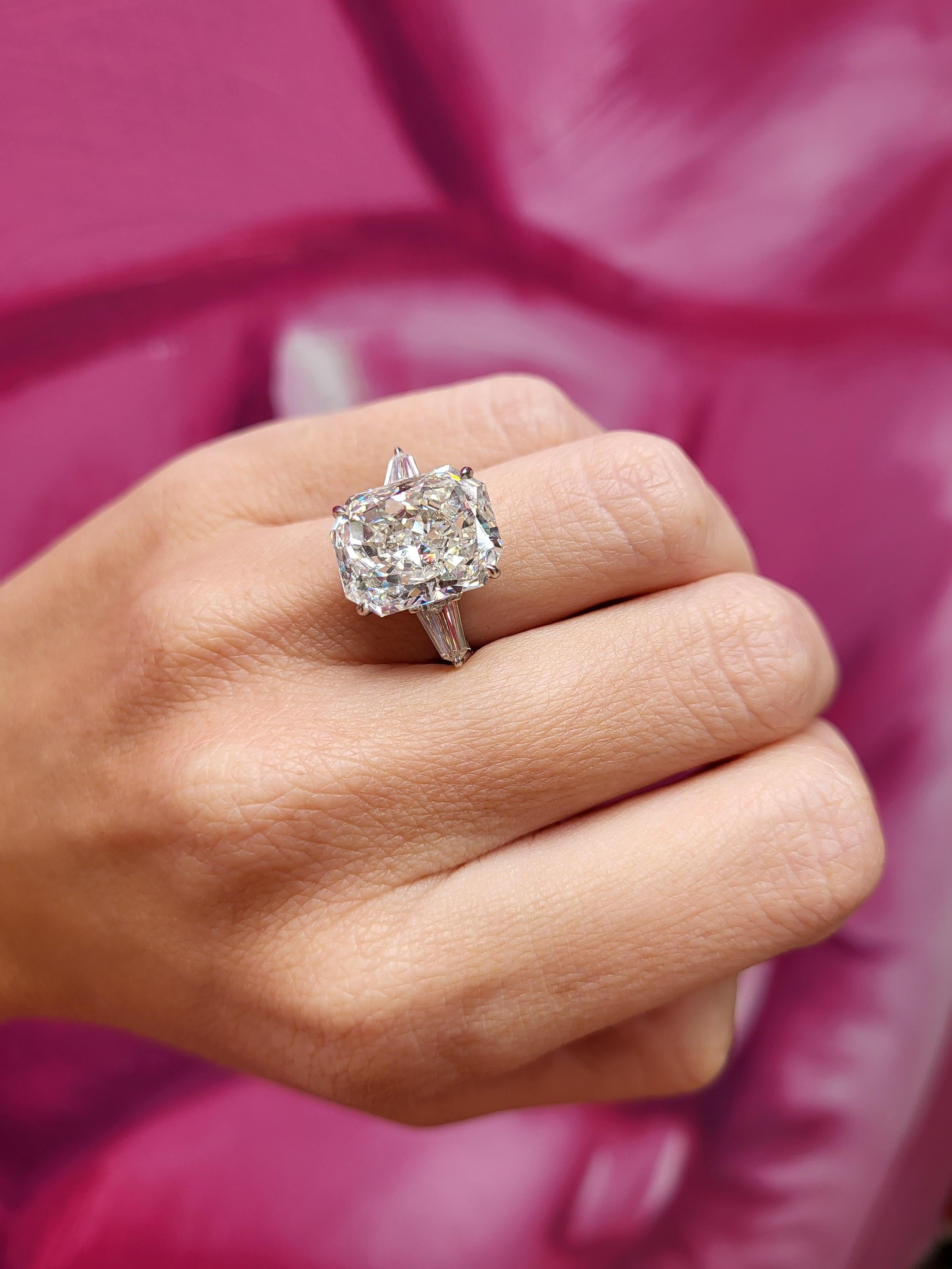 Women's or Men's GIA Certified 8.01 Carat Radiant Cut Diamond, H IF, Platinum Engagement Ring