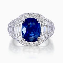 Bague en or 18 carats avec saphir bleu chauffé du Sri Lanka de 8,01 carats certifié GIA