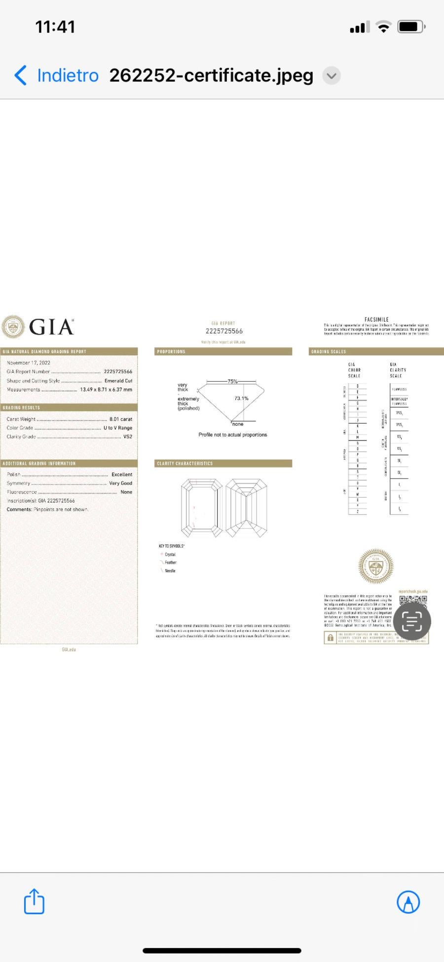 Women's Gia Certified 8, 01 Carats of Natural Diamond