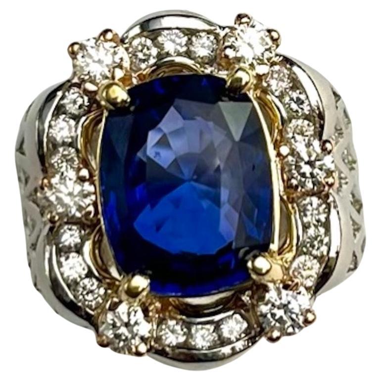 GIA Certified 8.01Ct Cushion Cut Unheated Blue Sapphire For Sale