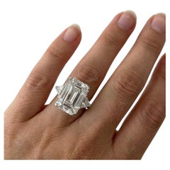Bague en platine certifiée GIA de 8,02 carats D/VS1, diamant taille émeraude