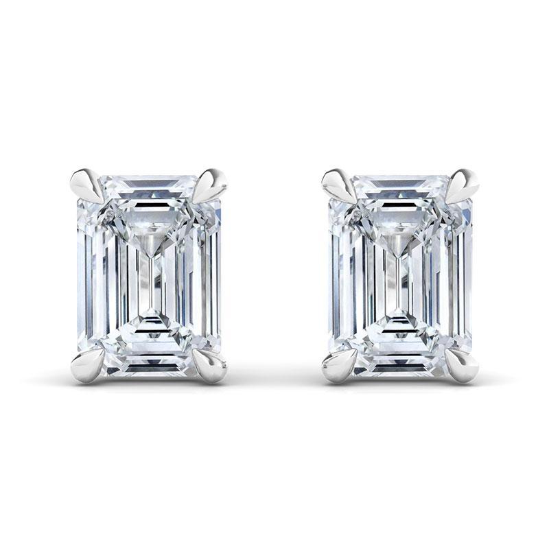 Matched pair of Emerald Cut Diamond Stud Earrings Set in Platinum.

Stones are of G color and VS Clarity.
GIA Certified.

Can be made as a push back, screw back or omega backs.