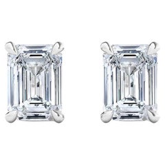 GIA Certified 8.02 Carat Emerald Cut Diamond Studs