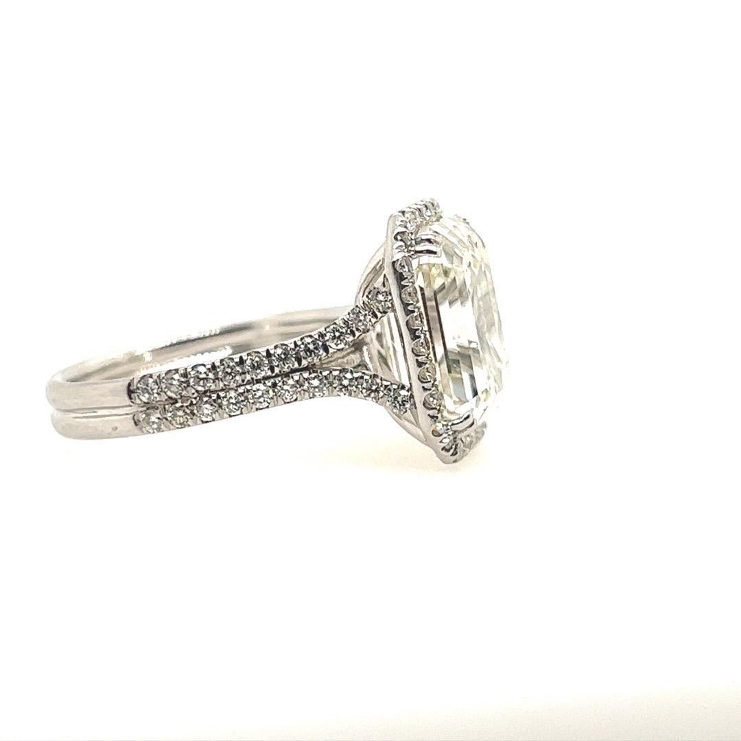 GIA Certified 8.02 Carat L VS2 Natural Emerald Cut Diamond Engagement Plat Ring 4