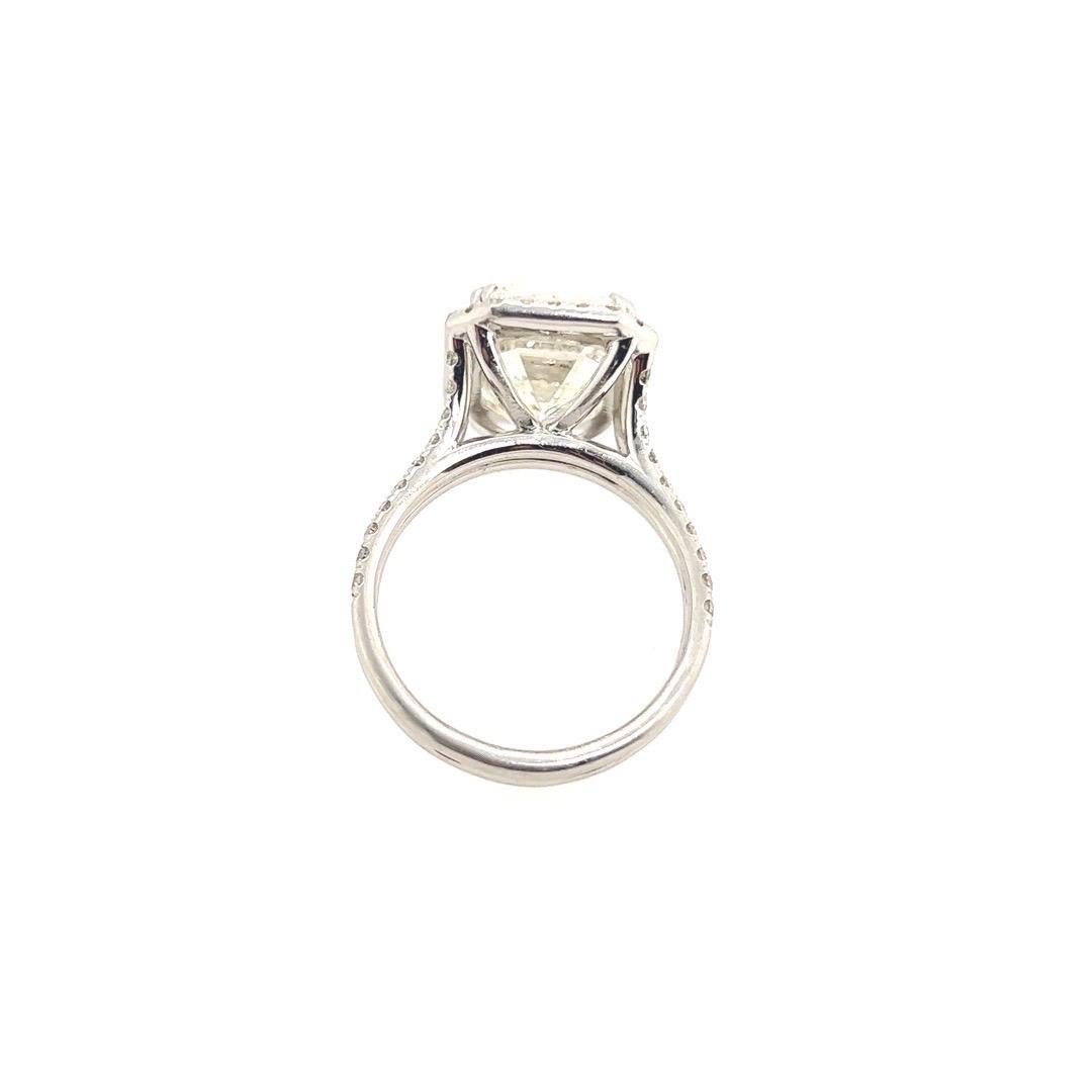 GIA Certified 8.02 Carat L VS2 Natural Emerald Cut Diamond Engagement Plat Ring 6