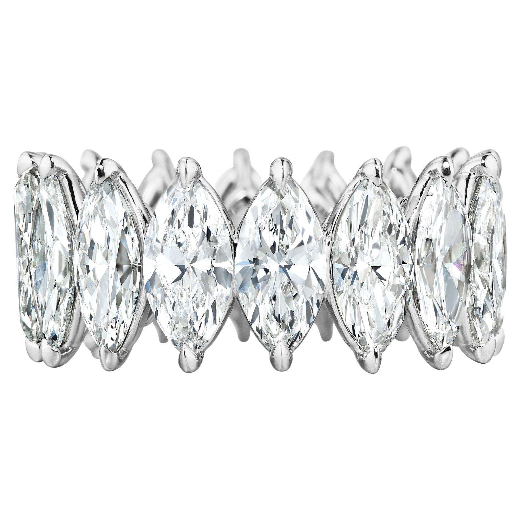 16 Perfectly matched and elongated Marquise Cut Diamonds weighing a total of 8.02 Carats.
Each stone weighs between 0.50ct+
Stones are DE color and SI Clarity.
Every stone is certified by GIA.
Set in Platinum.
Size 6.