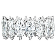 Anello a fascia di eternità con diamante marquise certificato GIA da 8,02 carati, platino