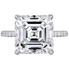 ECCEZIONALE anello con diamante quadrato taglio smeraldo certificato GIA da 5,59 carati