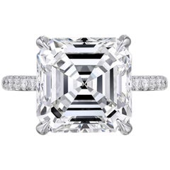 EXCEPTIONAL GIA Certified 5.59 Carat Square Emerald Cut Diamond Ring