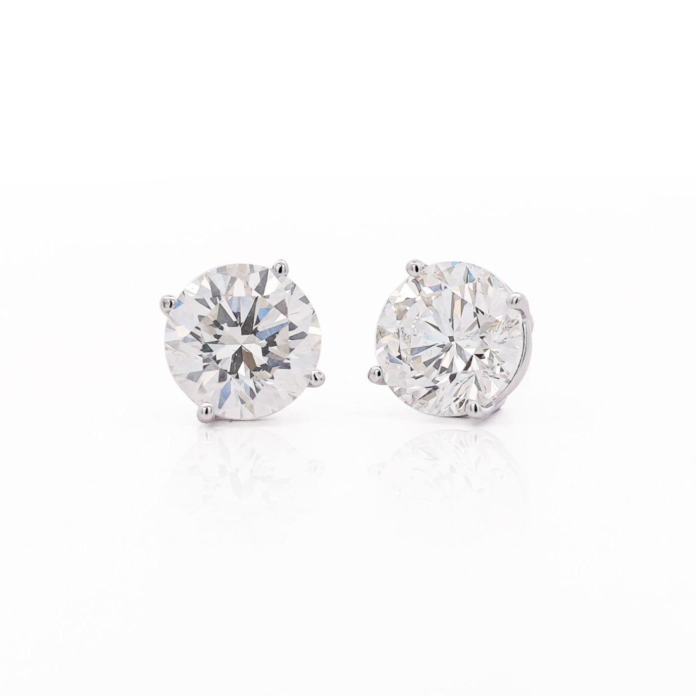 GIA Certified 8.02 Carat TW Natural Round Cut Diamond Stud Earrings For Sale 6