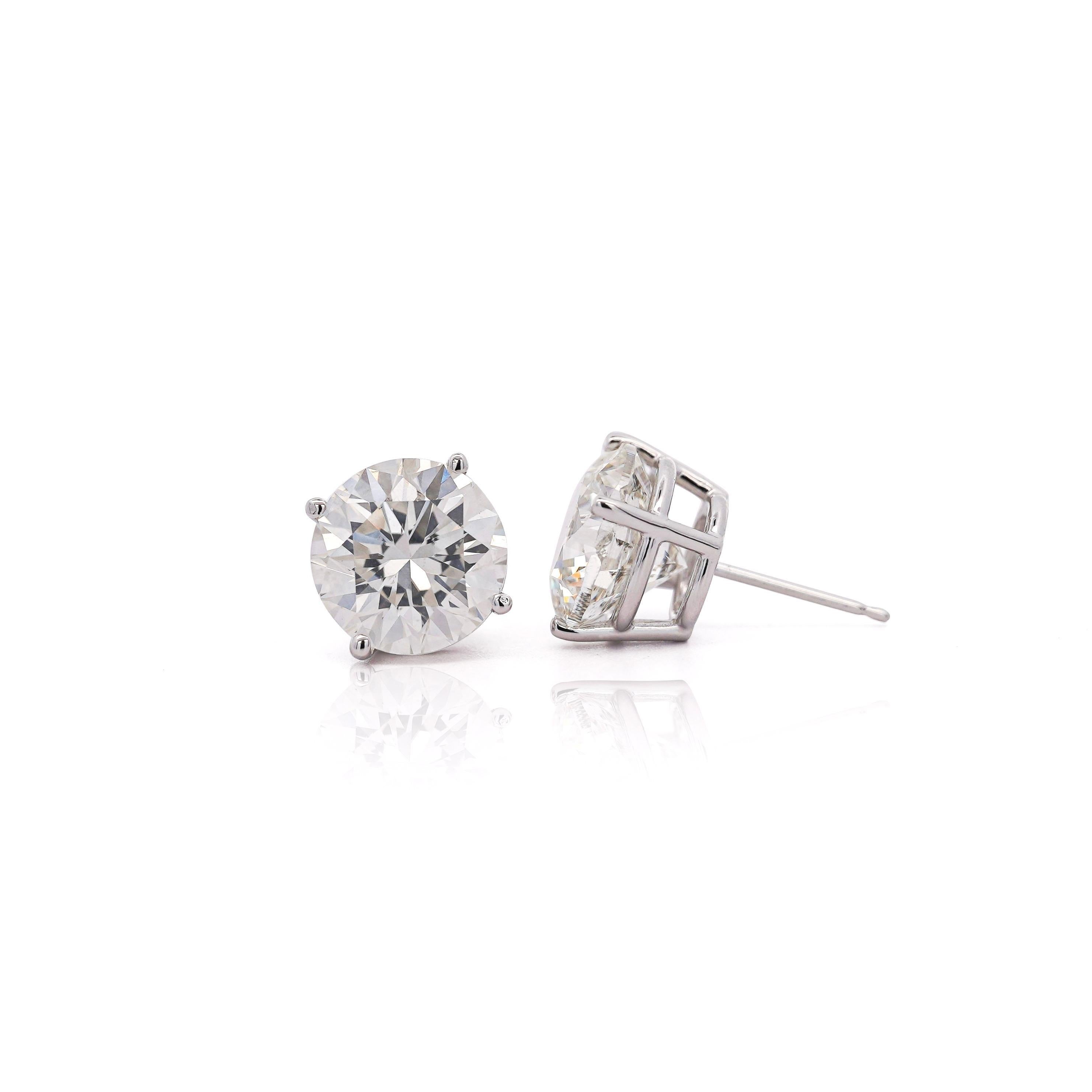 GIA Certified 8.02 Carat TW Natural Round Cut Diamond Stud Earrings For Sale 4