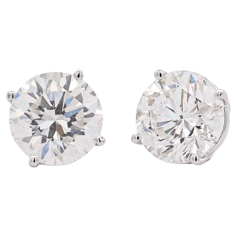 GIA Certified 8.02 Carat TW Natural Round Cut Diamond Stud Earrings For Sale