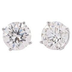 Boucles d'oreilles en diamant certifié GIA 8,02 carats TW naturel taille ronde