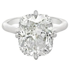 Anillo de compromiso solitario con diamante talla cojín de 8.02 quilates certificado por el GIA