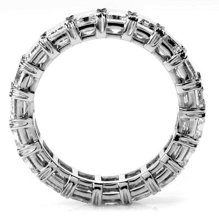 Women's or Men's GIA Certified 8.02 Carat Emerald Cut Diamond Platinum Eternity Band Ring
