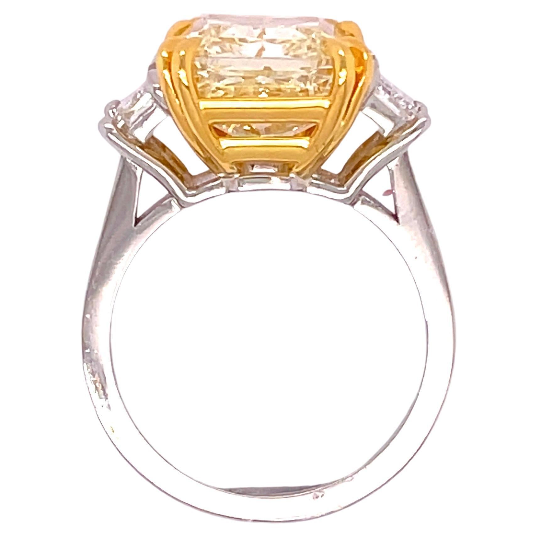 GIA Certified 8.03 Fancy Light Yellow Radiant Cut Engagement Ring  1
