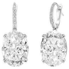 GIA Certified 8.04 Carat Oval Diamond Dangle Platinum Earrings 