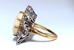 Gia Certified 8.04ct Natural Cabochon Opal Diamonds Cocktail Ring 14kt