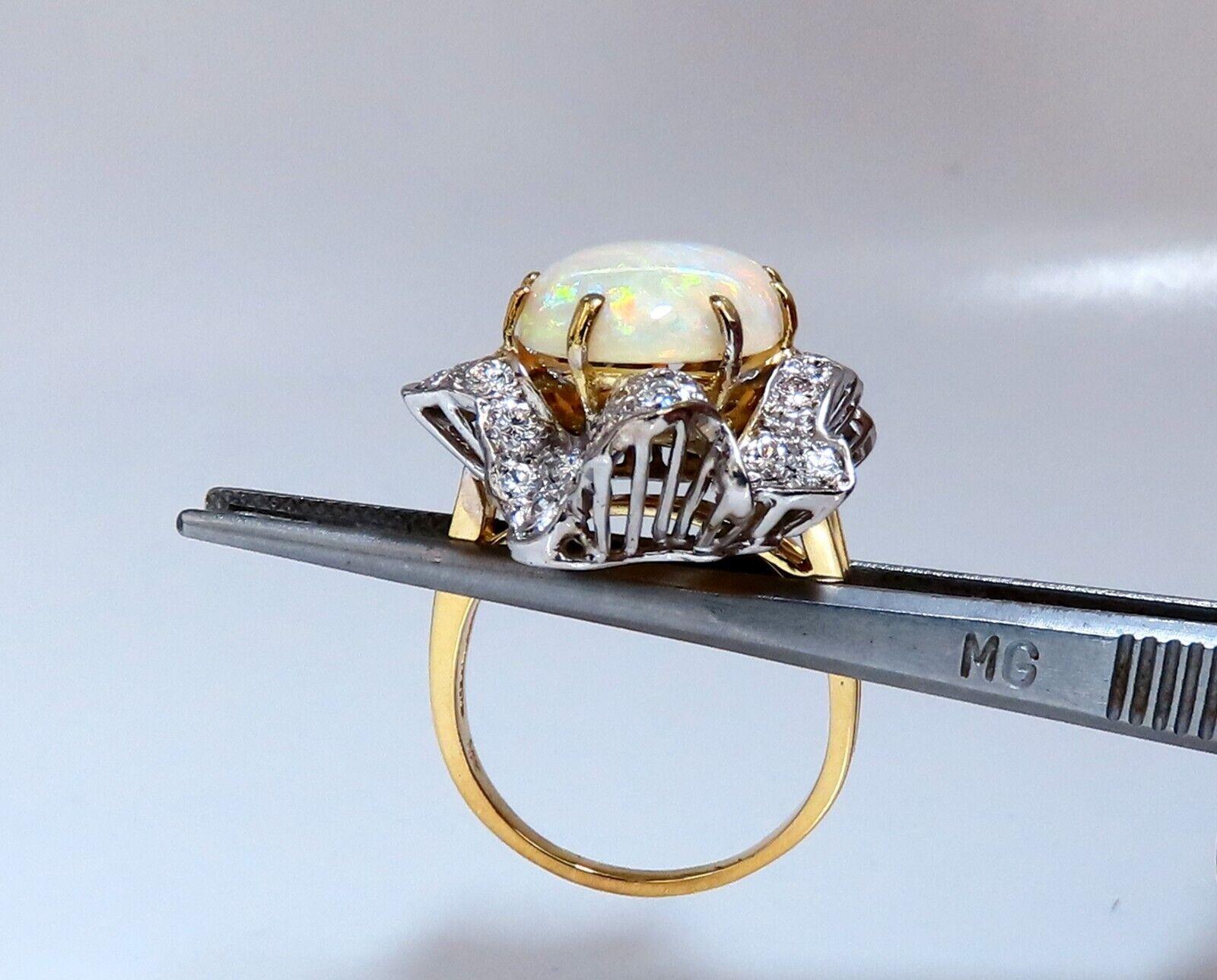 Gia zertifiziert 8,04ct natürlichen Cabochon Opal Diamanten Cocktail Ring 14kt im Zustand „Neu“ im Angebot in New York, NY