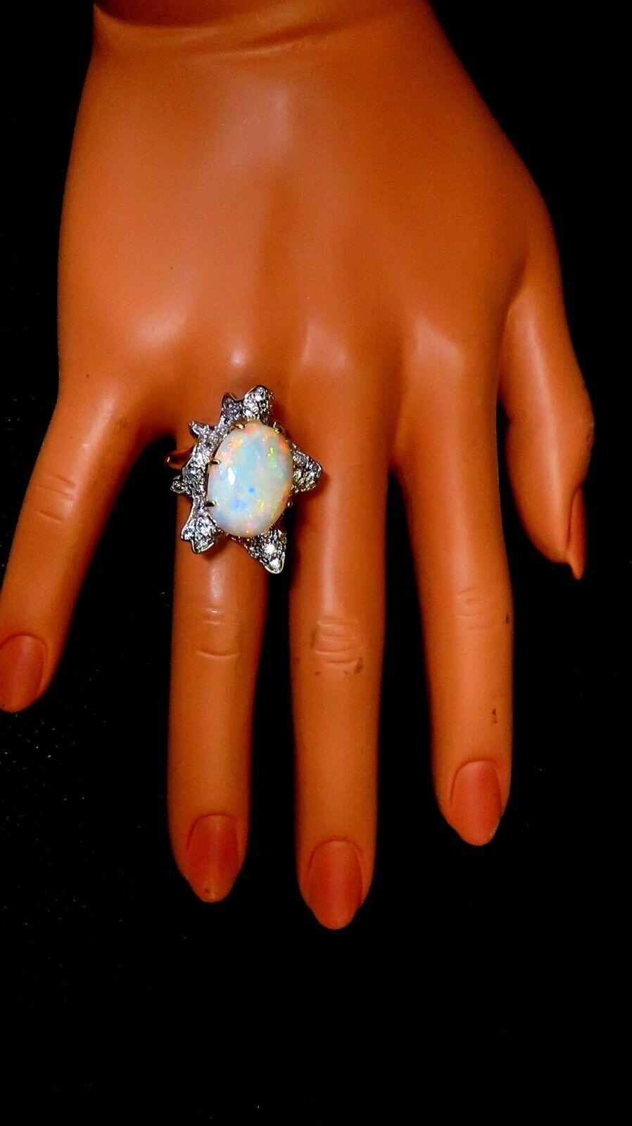 Gia zertifiziert 8,04ct natürlichen Cabochon Opal Diamanten Cocktail Ring 14kt im Angebot 2
