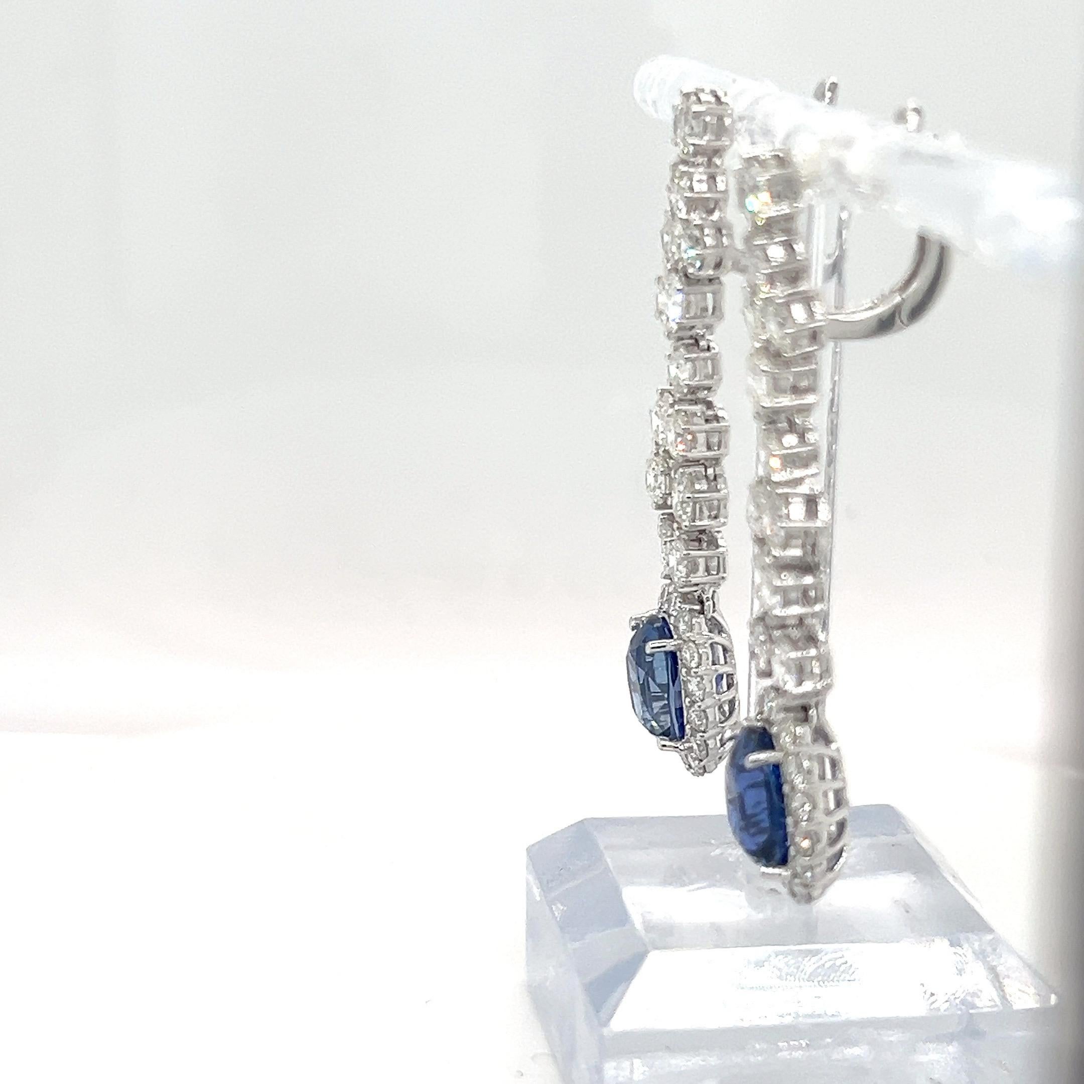 GIA Certified 8.05 Carat Oval Cut Sapphire Diamond Earrings For Sale 5