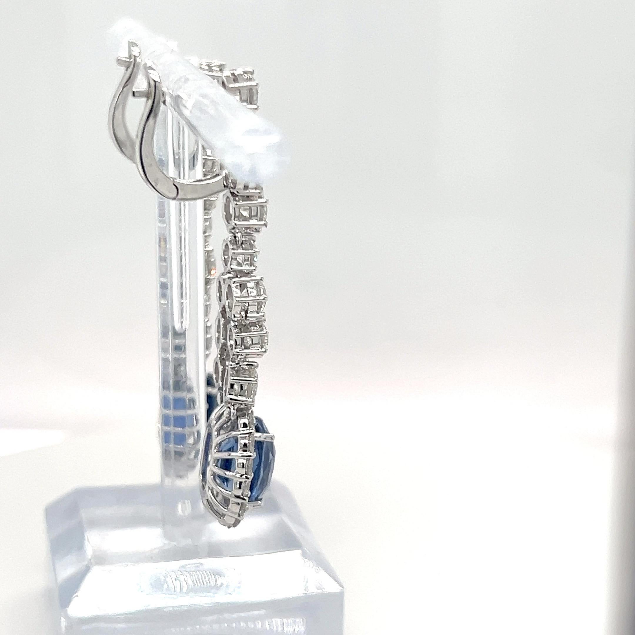 GIA Certified 8.05 Carat Oval Cut Sapphire Diamond Earrings For Sale 6