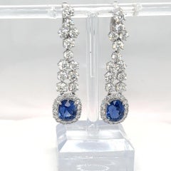 GIA Certified 8.05 Carat Oval Cut Sapphire Diamond Earrings