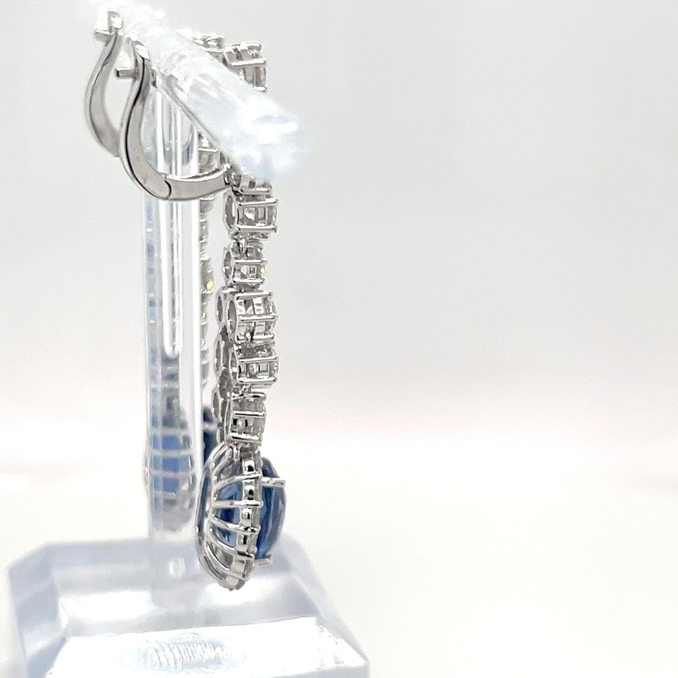 GIA Certified 8.05 Carat Oval Cut Sapphire Diamond Earrings In New Condition For Sale In Trumbull, CT