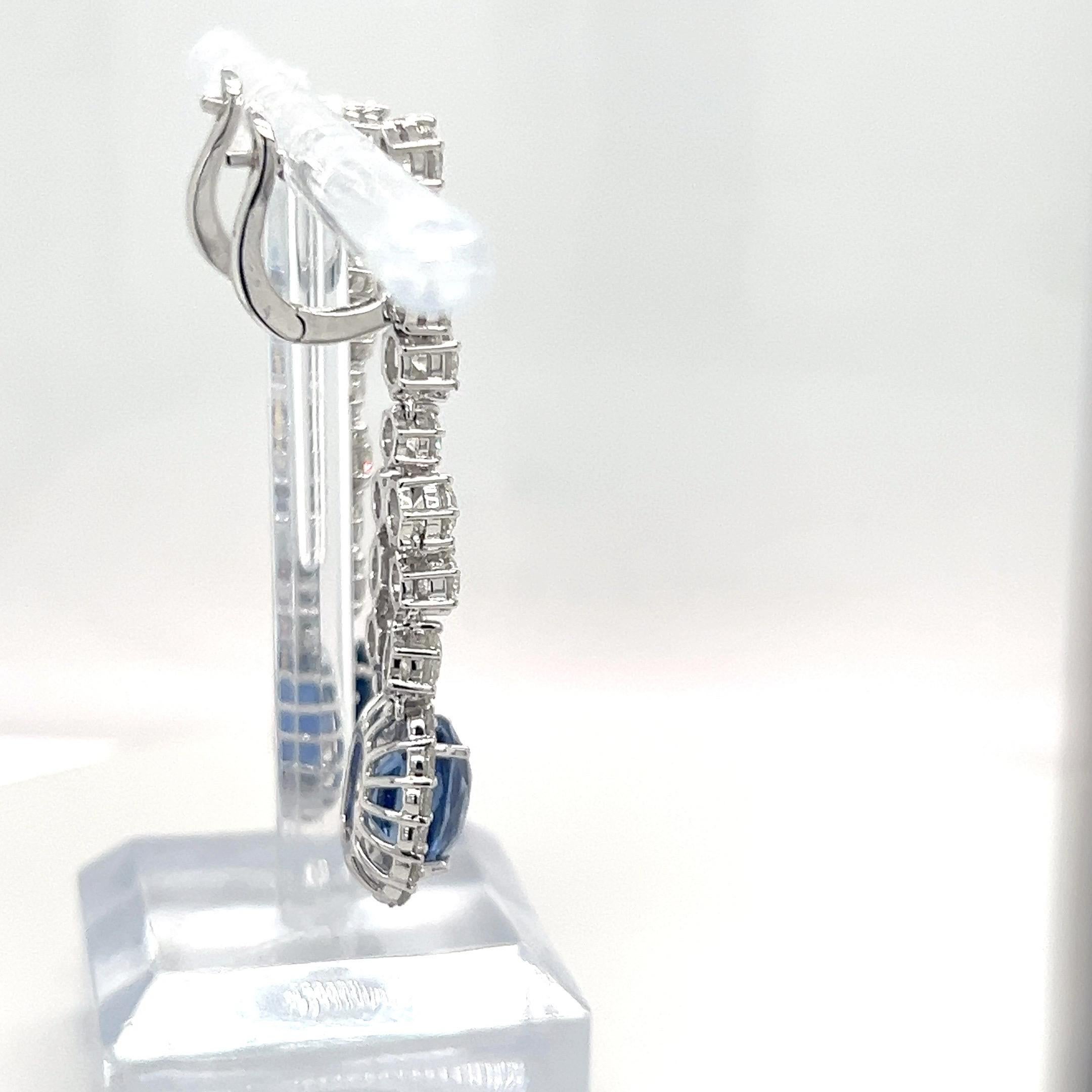 GIA Certified 8.05 Carat Oval Cut Sapphire Diamond Earrings For Sale 2