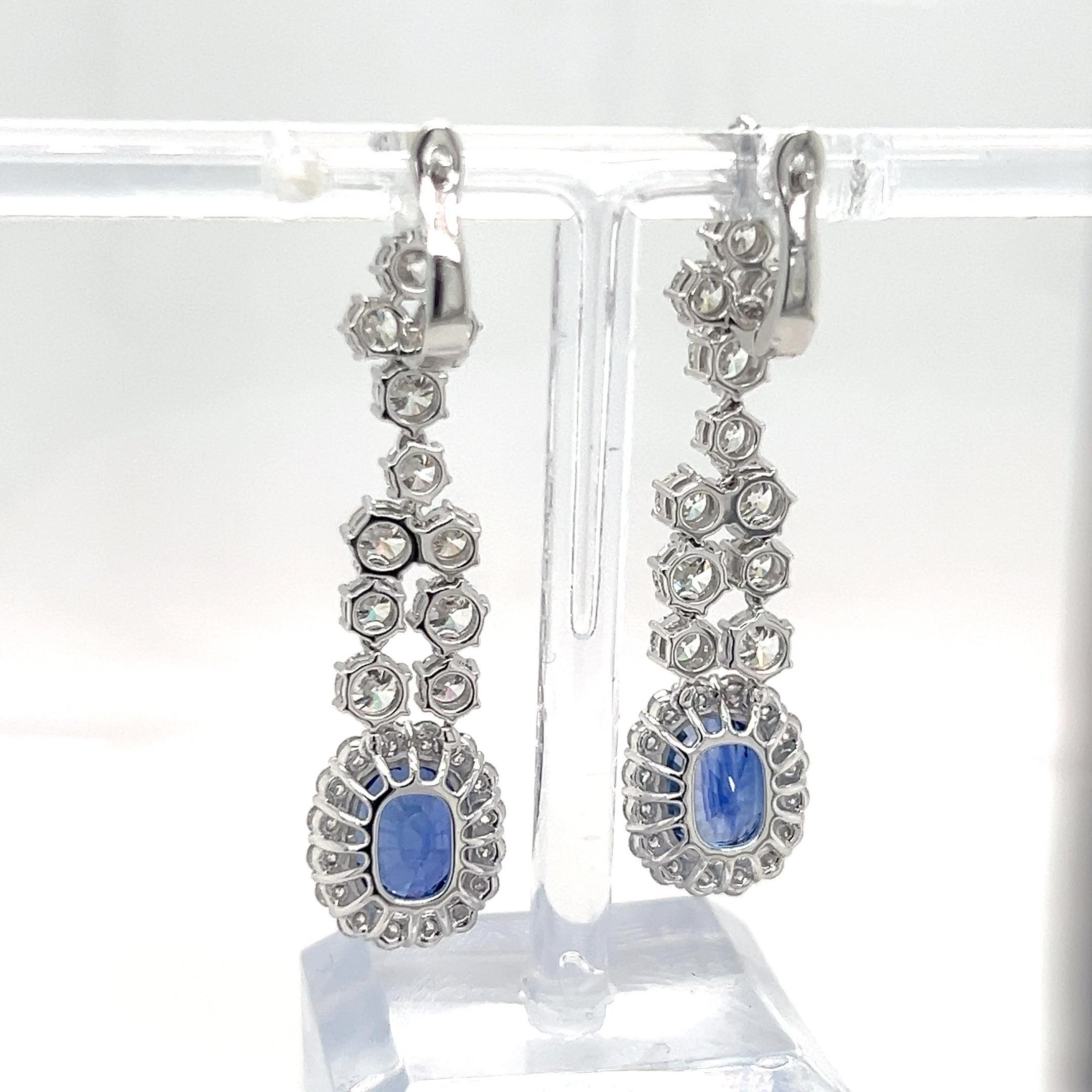 GIA Certified 8.05 Carat Oval Cut Sapphire Diamond Earrings For Sale 4