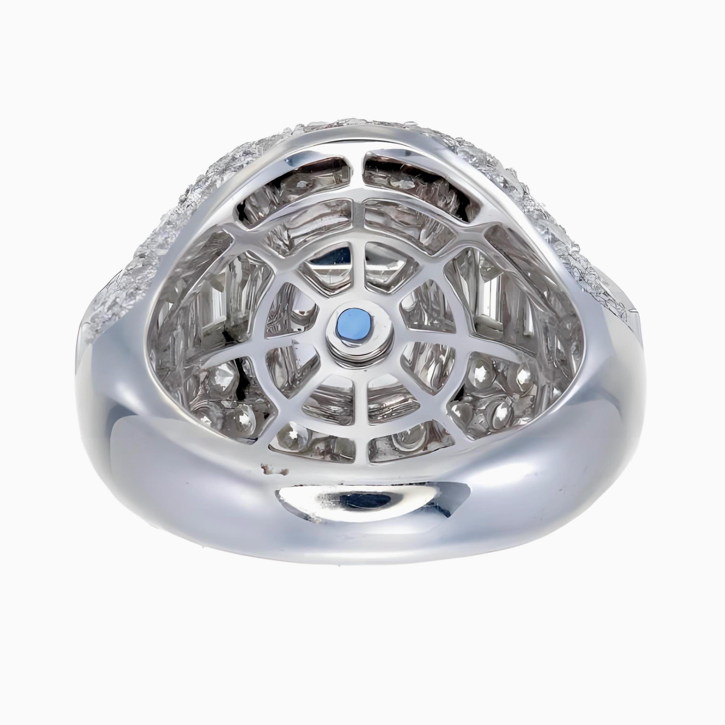 Women's GIA Certified 8.05 Ct Sri Lanka Heated Cushion Cut Blue Sapphire Ring in 18K W/G For Sale