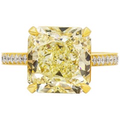 Roman Malakov Diamonds 8.07 Carats Radiant Cut Yellow Diamond Pavé Engagement Ring