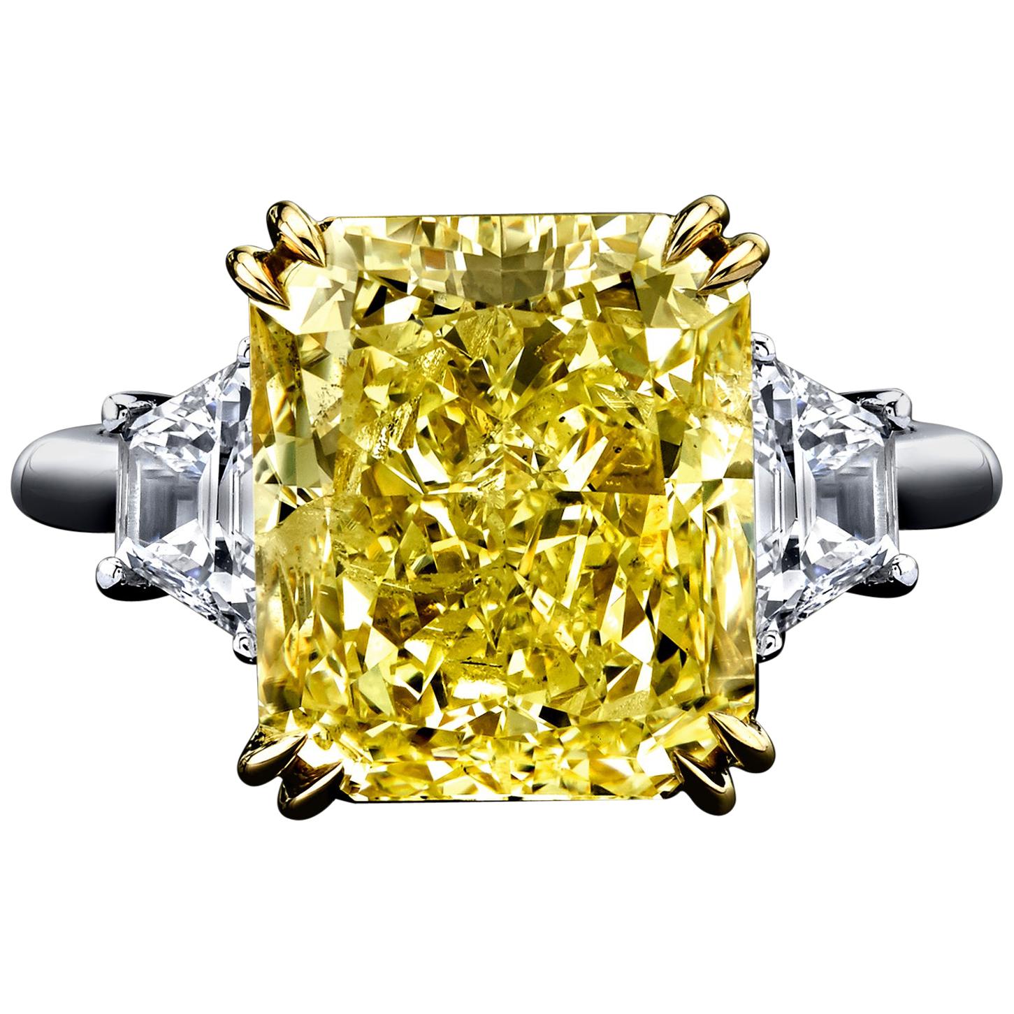 GIA Certified 8.09 Carat Fancy Light Yellow Diamond Ring
