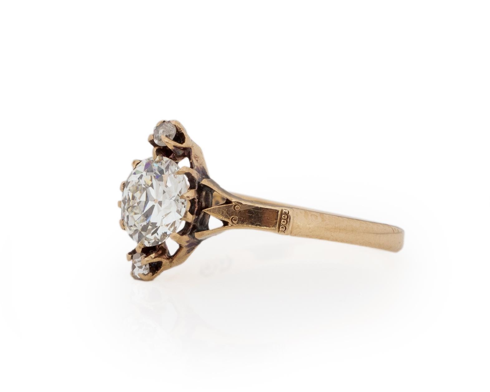 Old European Cut GIA Certified .81 Carat Art Deco Diamond 14 Karat Yellow Gold Engagement Ring For Sale