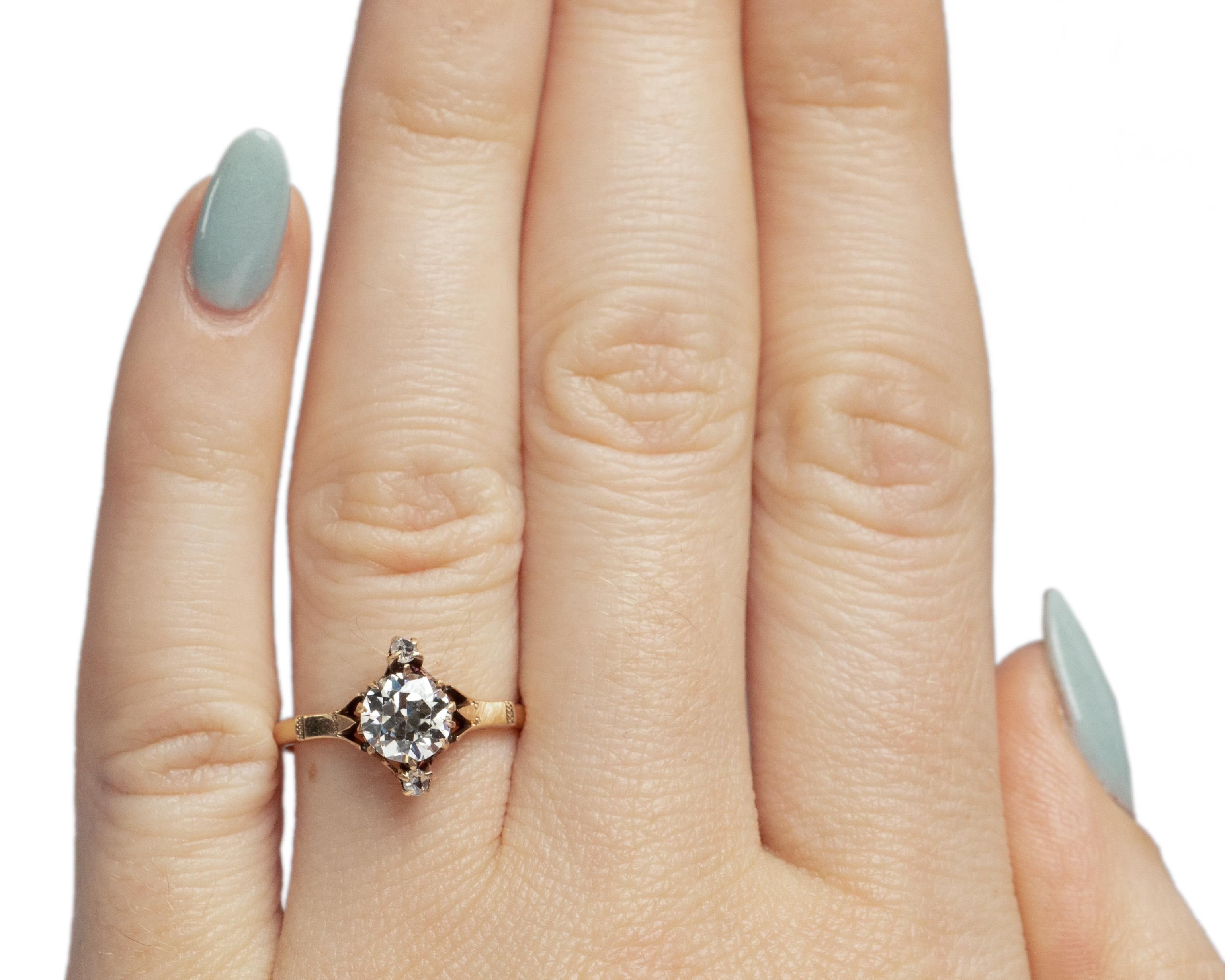 Women's GIA Certified .81 Carat Art Deco Diamond 14 Karat Yellow Gold Engagement Ring For Sale