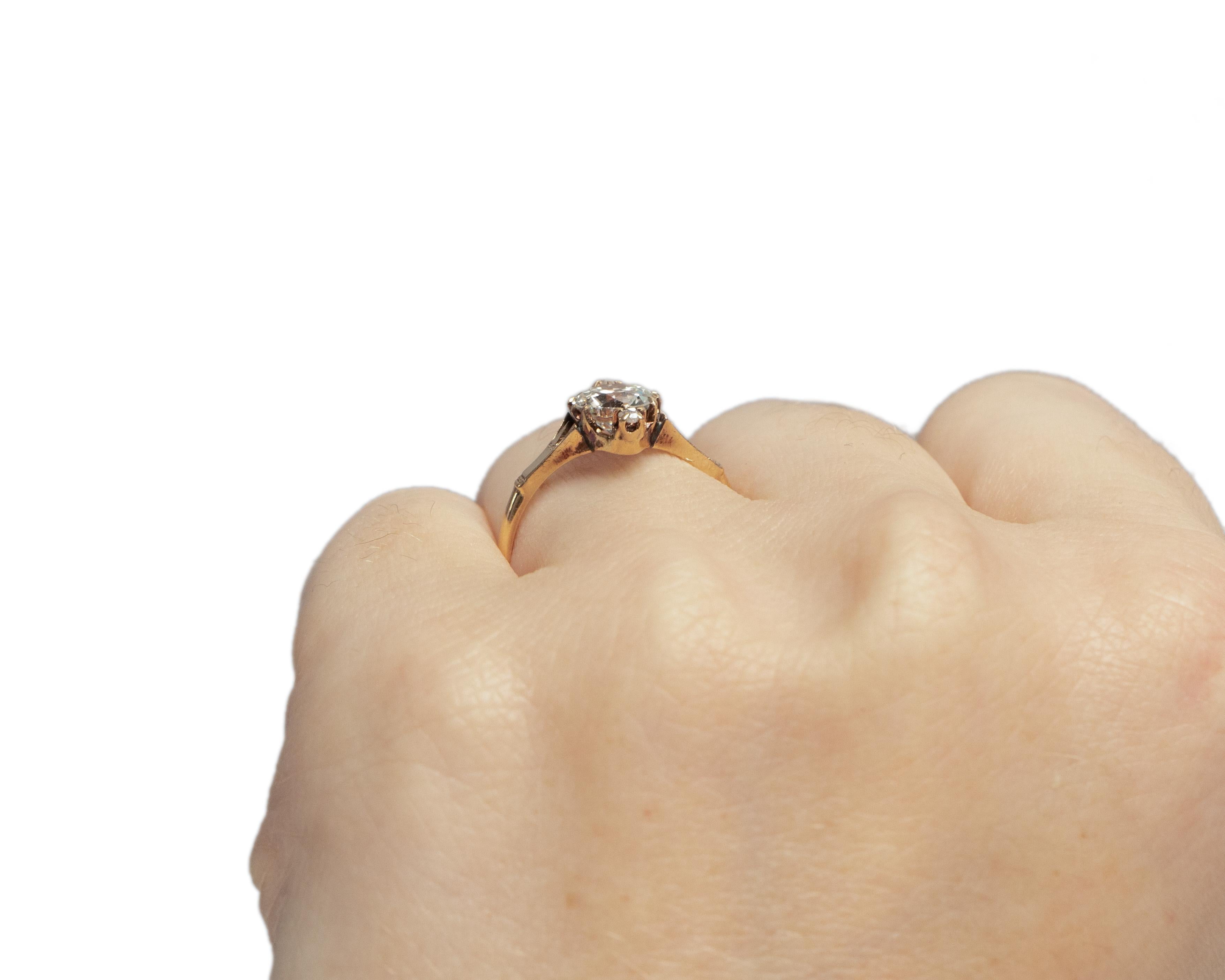 GIA Certified .81 Carat Art Deco Diamond 14 Karat Yellow Gold Engagement Ring For Sale 1