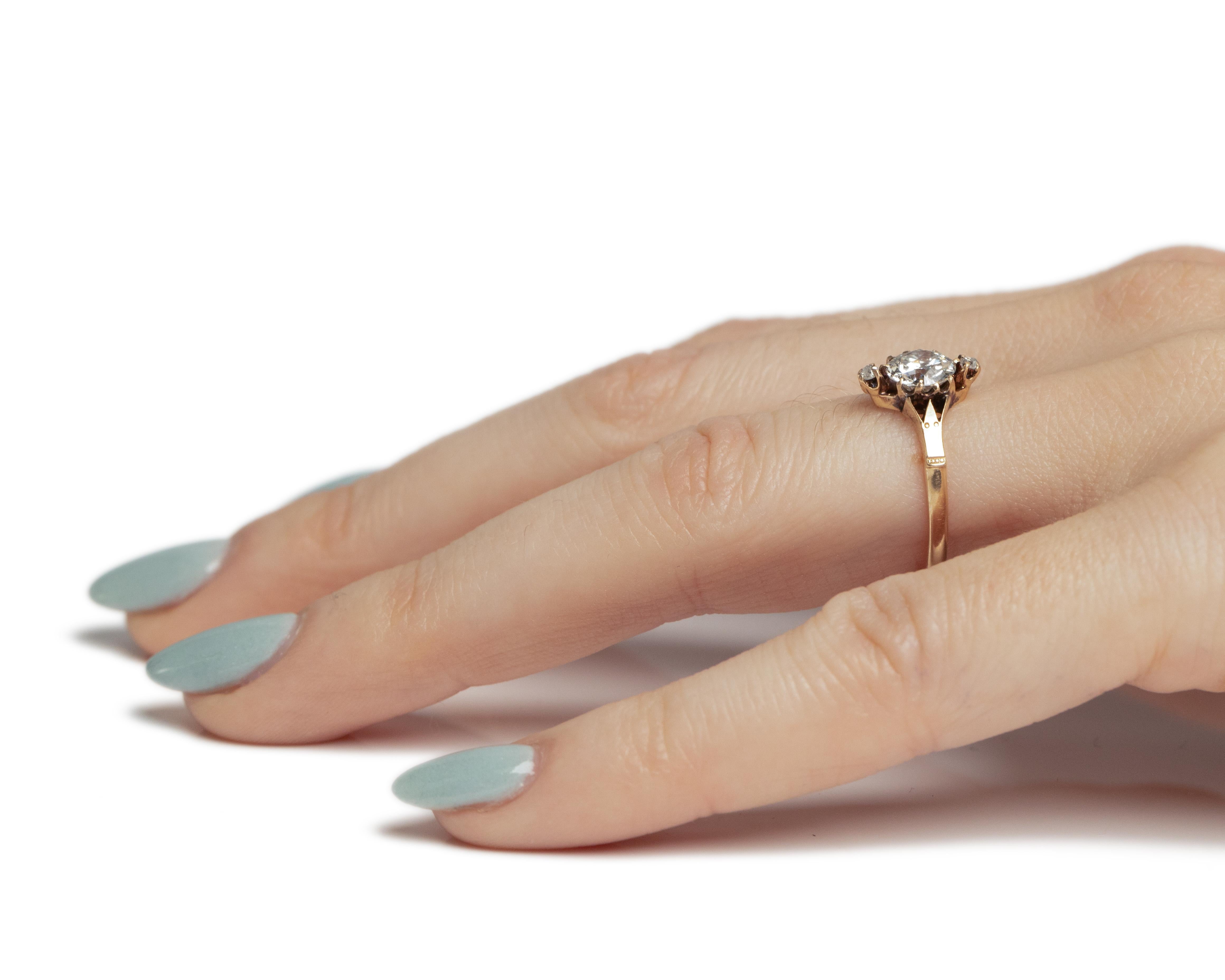 GIA Certified .81 Carat Art Deco Diamond 14 Karat Yellow Gold Engagement Ring For Sale 2