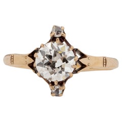 GIA Certified .81 Carat Art Deco Diamond 14 Karat Yellow Gold Engagement Ring