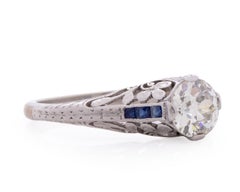GIA-zertifizierter .81 Karat Art Deco Diamant Platin Verlobungsring