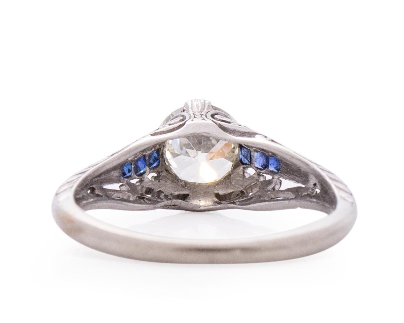 GIA-zertifizierter .81 Karat Art Deco Diamant Platin Verlobungsring (Alteuropäischer Schliff) im Angebot