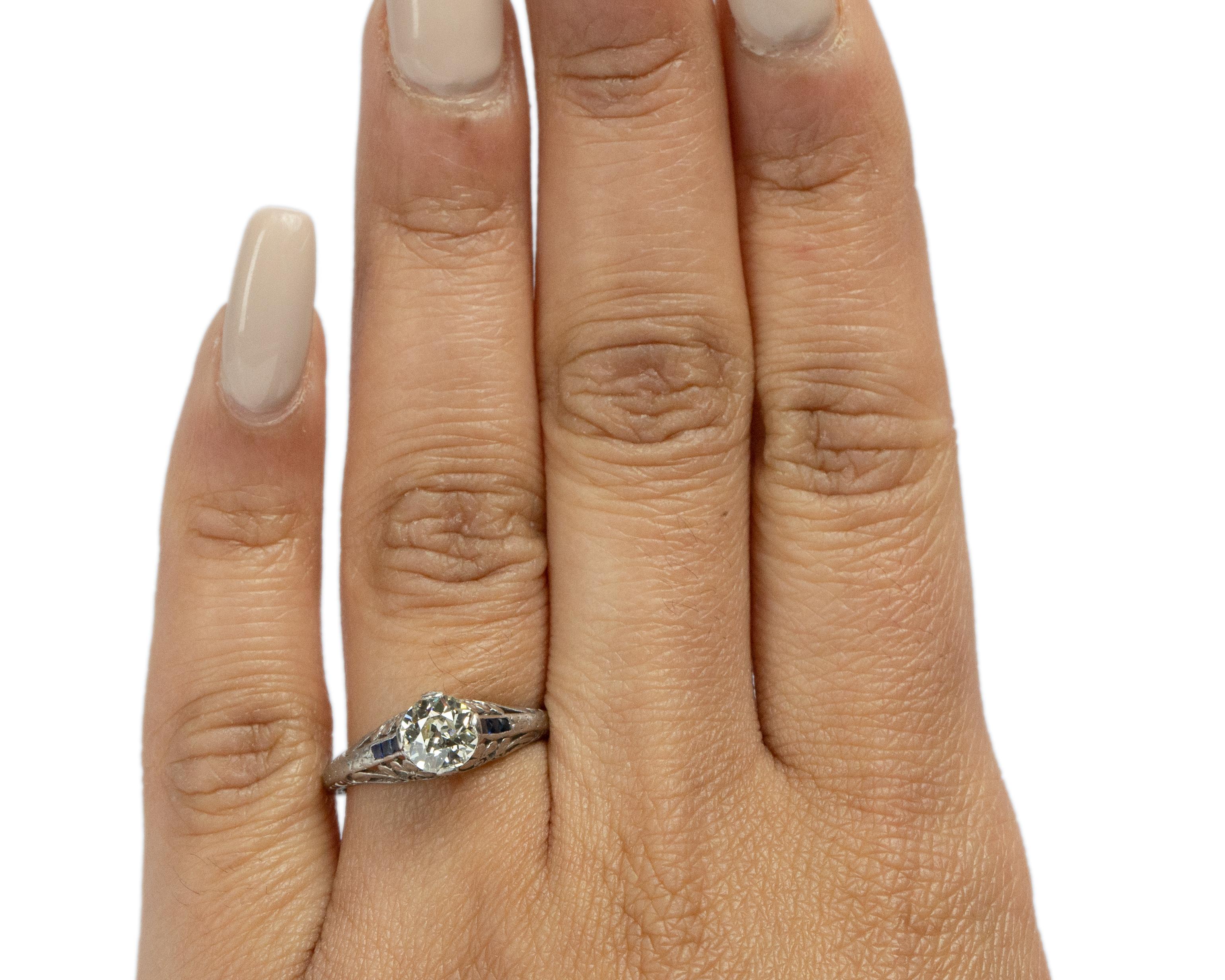 GIA-zertifizierter .81 Karat Art Deco Diamant Platin Verlobungsring im Zustand „Gut“ im Angebot in Atlanta, GA