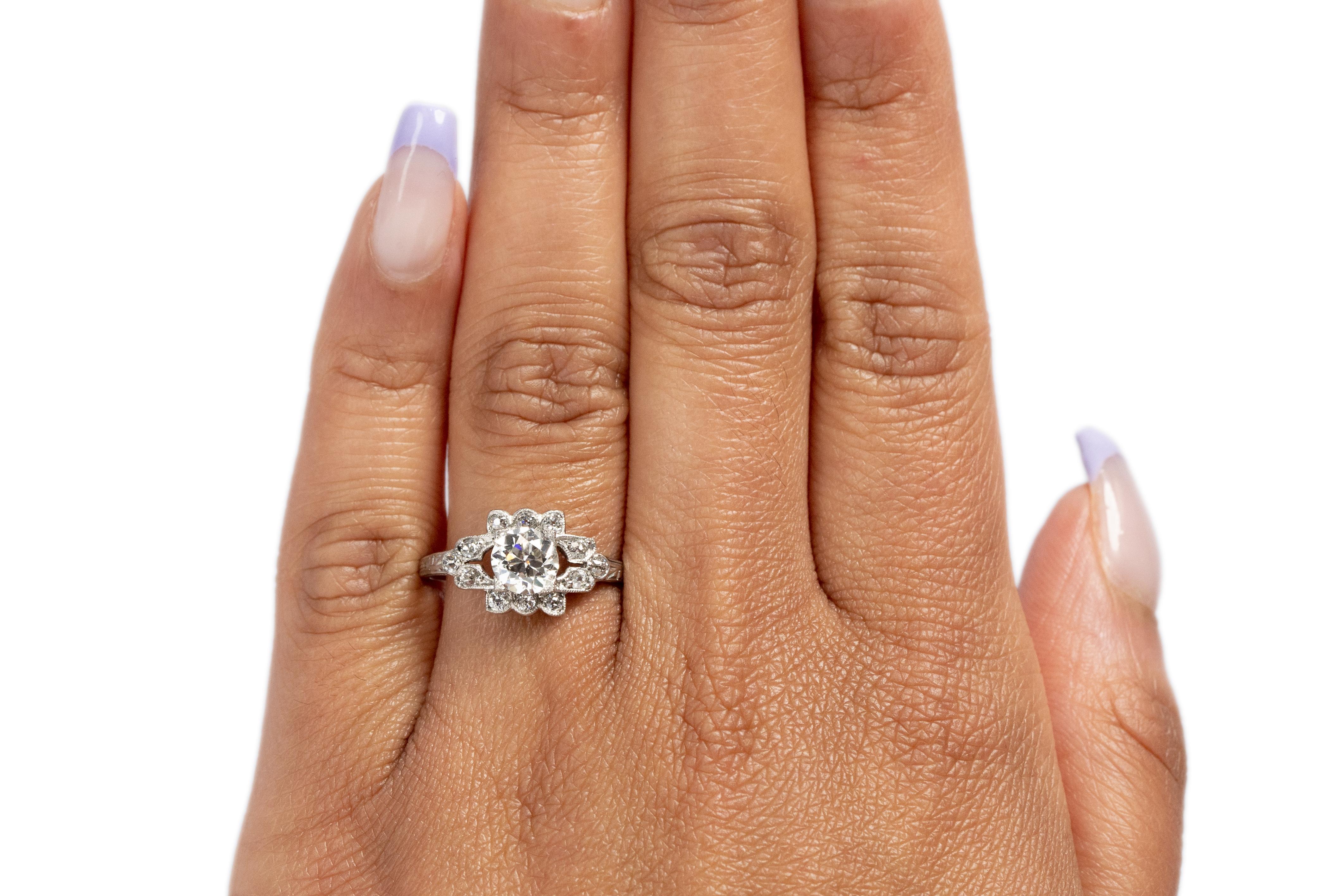 GIA zertifizierter 0,81 Karat Art Deco Diamant Platin Verlobungsring im Zustand „Gut“ im Angebot in Atlanta, GA